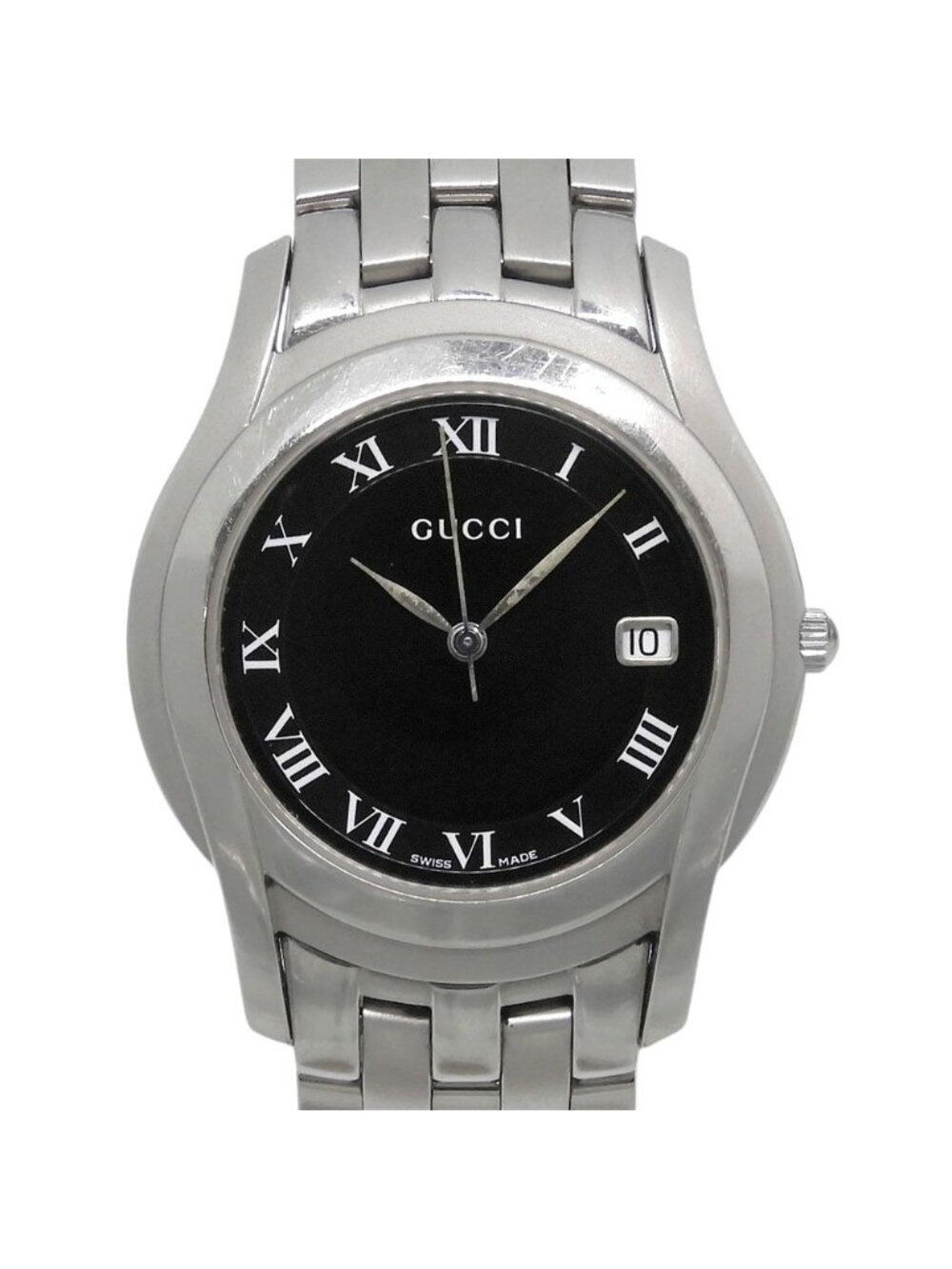 Gucci Stainless Steel Quartz Analog Display Black Dial Watch